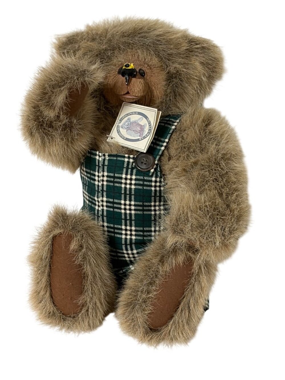 Vintage Kimbearly Originals Tags Plush Duffas Bear Stuffed ANimal Toy Green Plai
